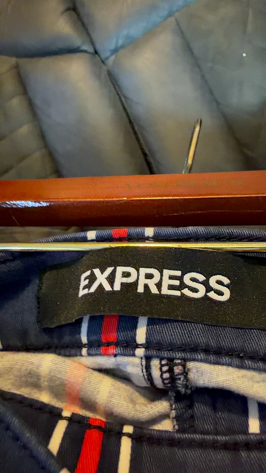 Express Navy Red White Striped Skinny Jeans, Button-Fly, Women's