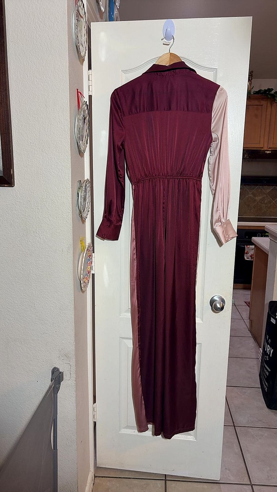 Fashion Nova Color-Block Satin Draped Jumpsuit, NWT