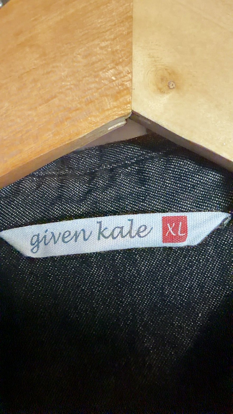 Given Kale Black Denim Tiered Shirt Dress, Short Sleeve, Size XL