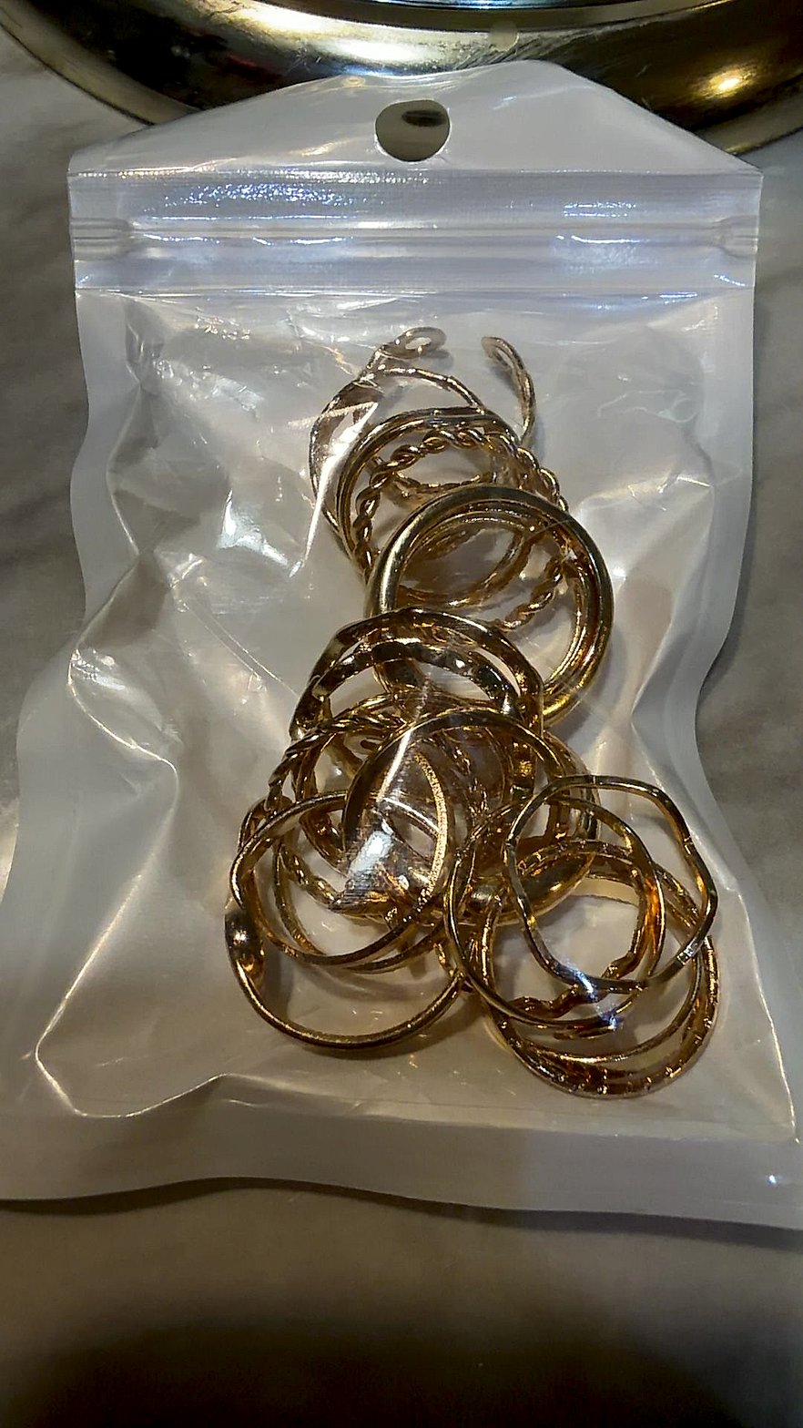 Gold-Tone Metal Fashion Ring Lot (Mixed Band Styles)