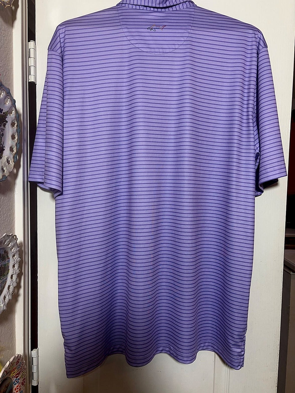 Greg Norman Play Dry Purple Striped Golf Polo Shirt, Men's XL