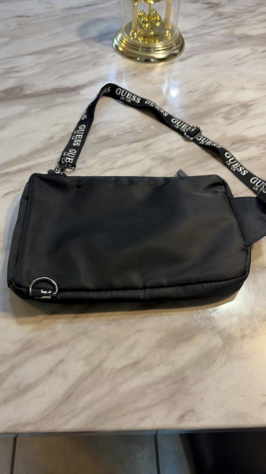Guess Nylon Logo Crossbody Camera Bag with Adjustable Logo Strap, Black