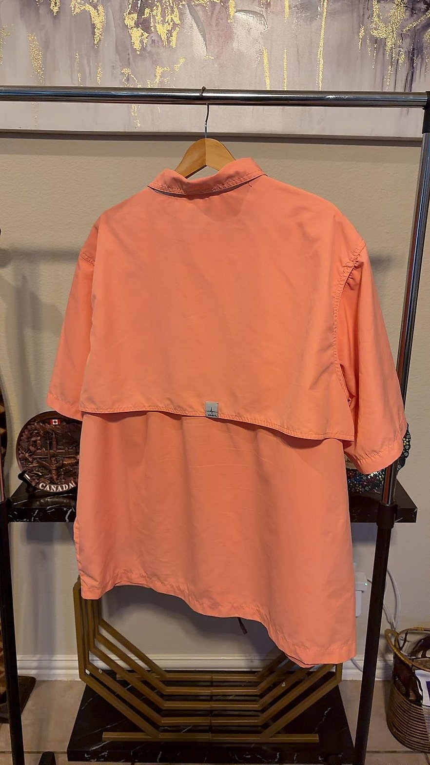 Habit Men's Short Sleeve Vented Fishing Shirt, Coral/Salmon, Size 2XL, UPF 50+