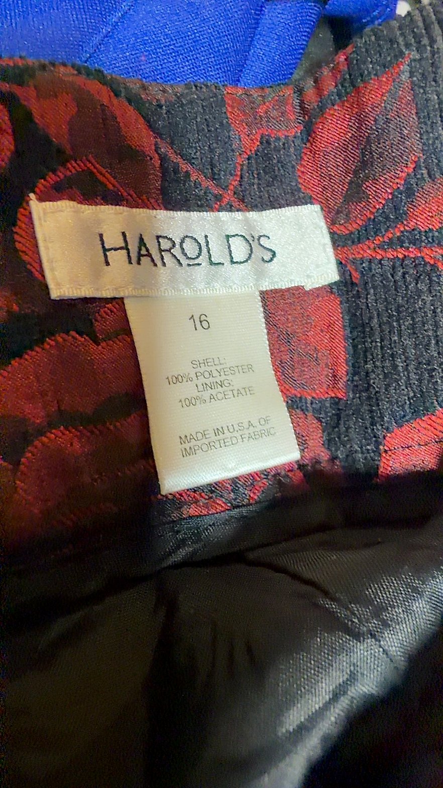 Harold's Women's Red and Black Rose Floral Jacquard Lined Trousers, Size 16