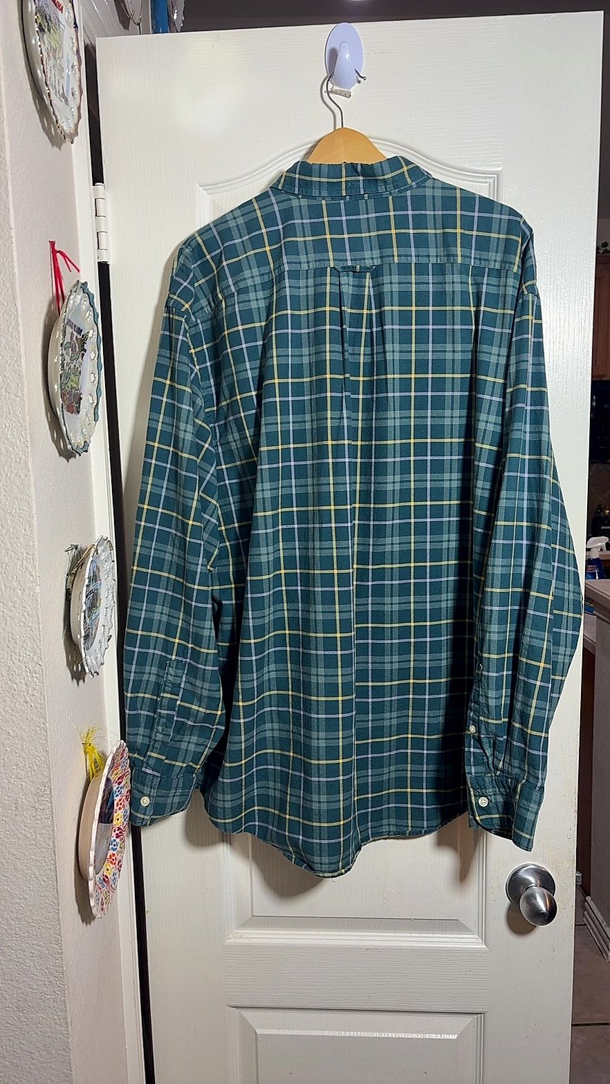 IZOD Saltwater Relaxed Classics Men's Green Plaid Long-Sleeve Shirt XXL