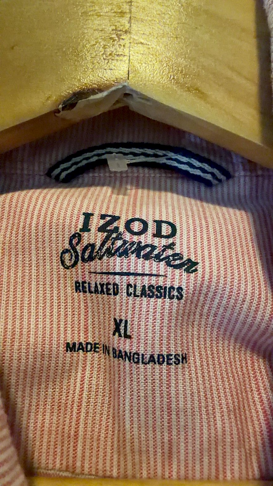 IZOD Saltwater Relaxed Classics Men's Short-Sleeve Button-Up Shirt, Pink, Size XL