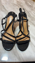 J. Renee Evangeline Strappy Patent Leather Heeled Sandals, Size 7N, Black