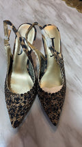 J. Renee Rhinestone-Embellished Leopard Print Slingback Kitten Heels, Size 7M
