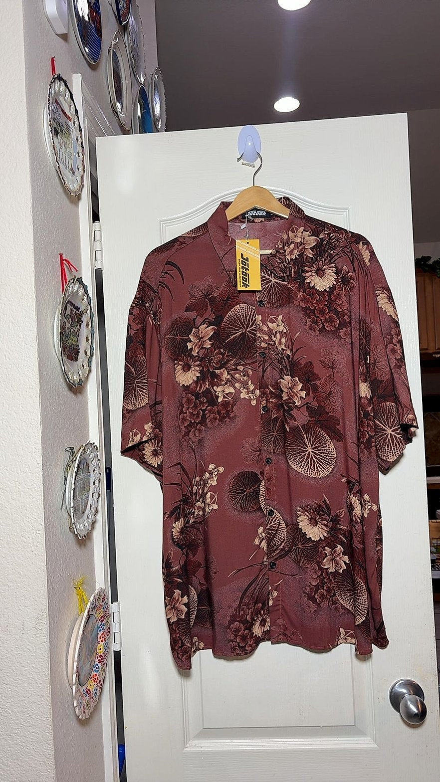 Jatook Men's Short-Sleeve Floral Camp Shirt, Size XL, NWT