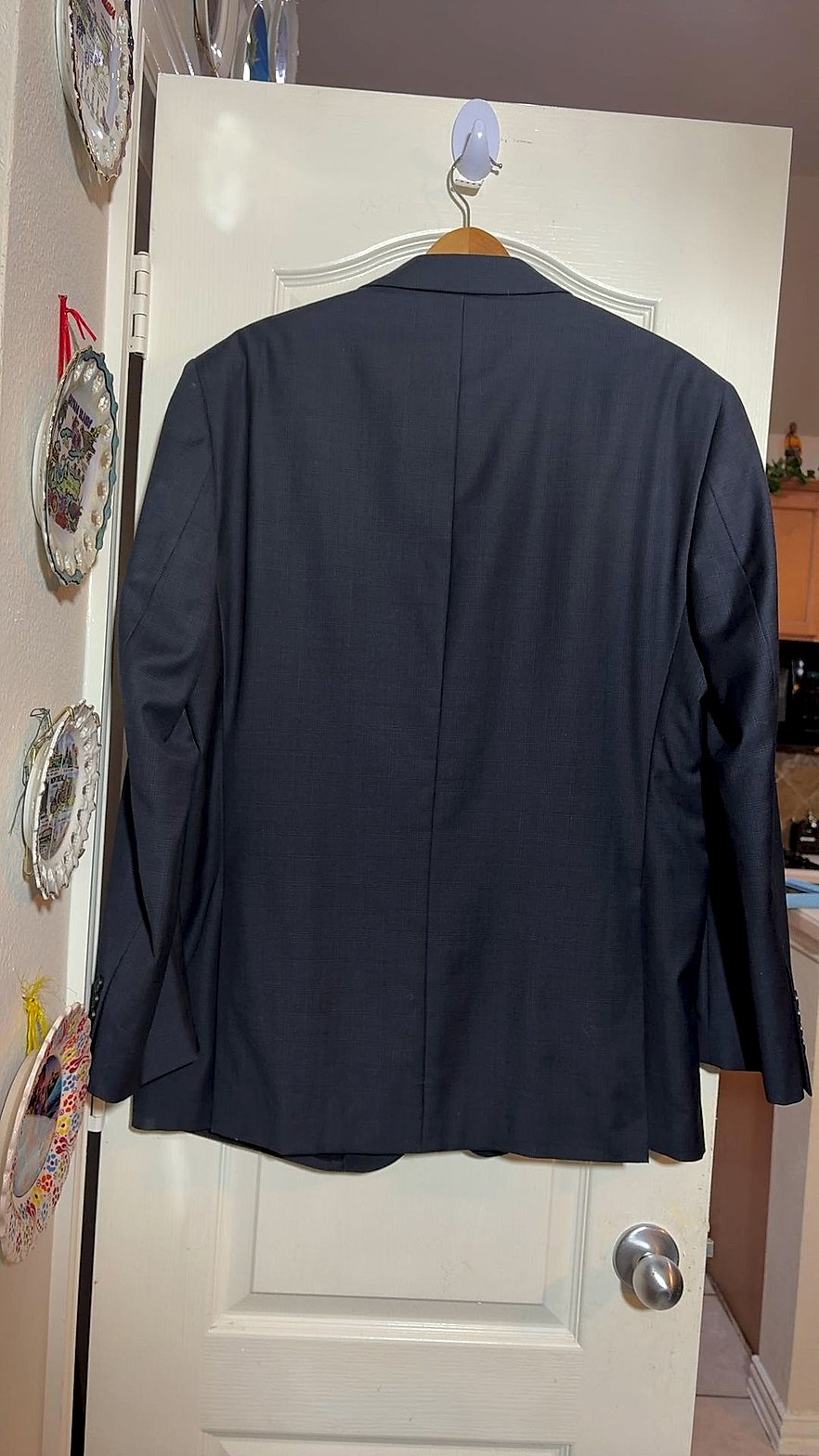Jos. A. Bank Men's Navy Plaid Wool Two-Button Sport Coat Blazer