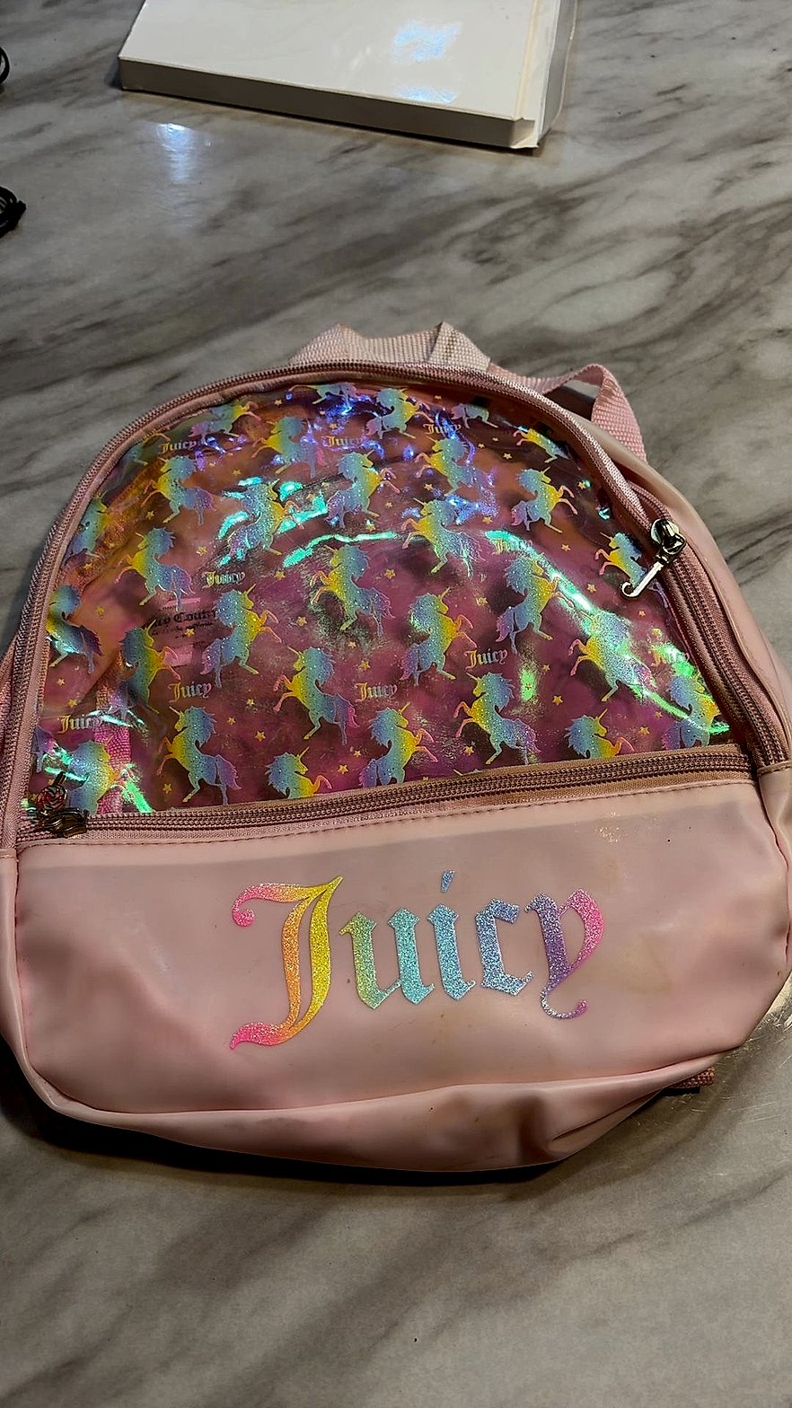 Juicy Couture Kids Pink Holographic Unicorn Mini Backpack