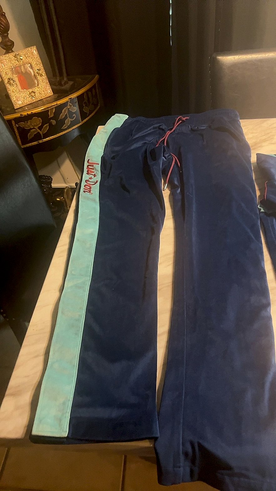 Just Don Official Velvet Basketball Warm-Up Set Jacket & Pants Navy