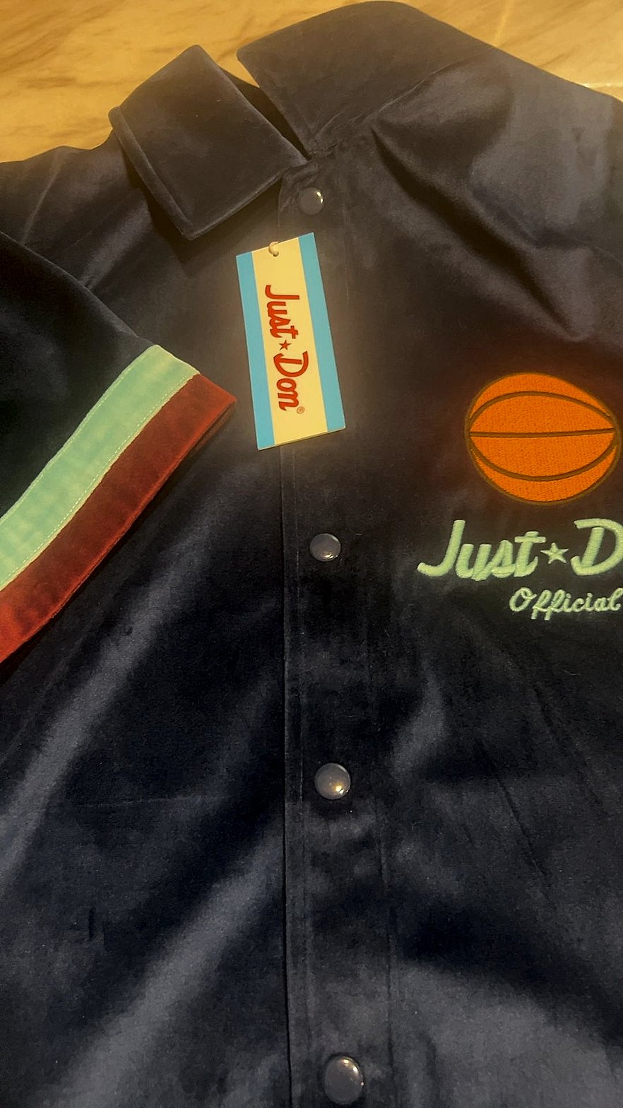 Just Don Official Velvet Basketball Warm-Up Set Jacket & Pants Navy
