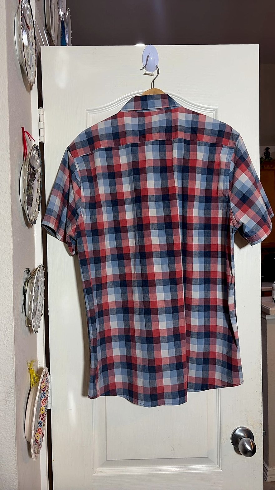 Lee Premium Select Regular Fit Men's Short Sleeve Plaid Button-Up Shirt, Size XL