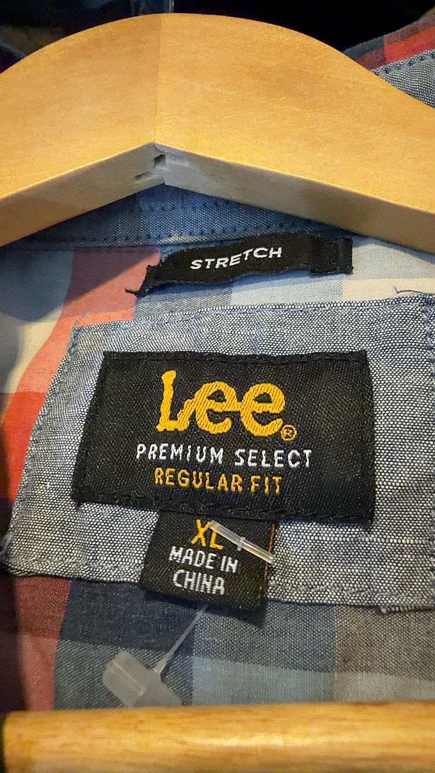 Lee Premium Select Regular Fit Men's Short Sleeve Plaid Button-Up Shirt, Size XL