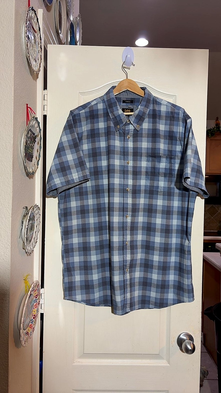 Lee Premium Select Regular Fit Men's Short-Sleeve Plaid Button-Down Shirt XL
