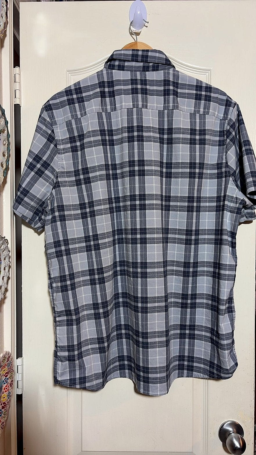 Lee Regular Fit Men's Short Sleeve Plaid Button-Down Shirt, Size XL