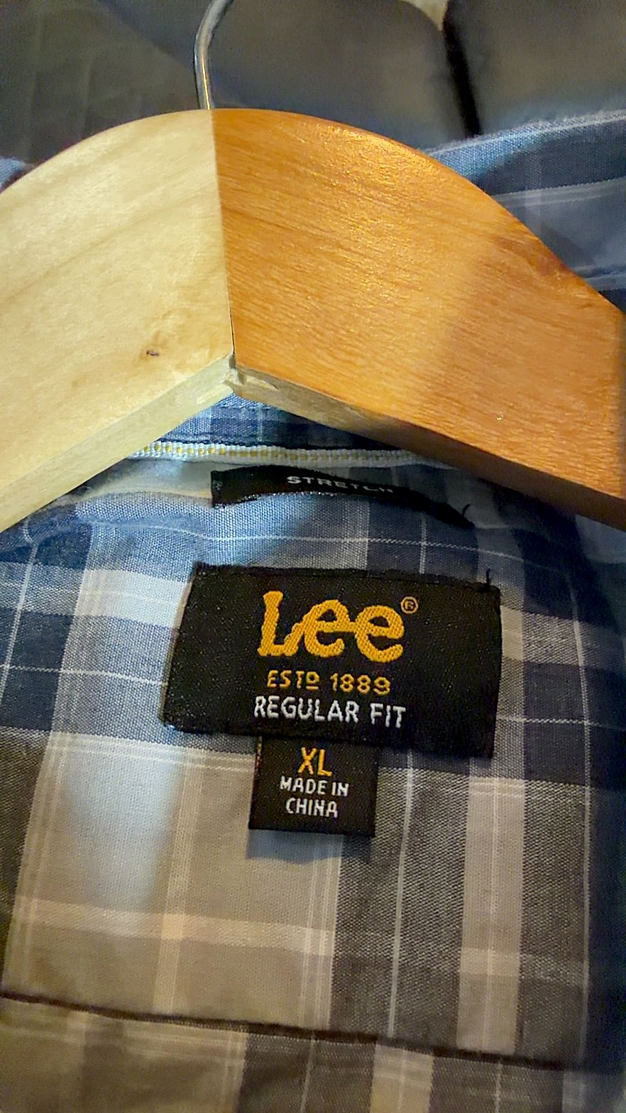 Lee Regular Fit Men's Short Sleeve Plaid Button-Down Shirt, Size XL