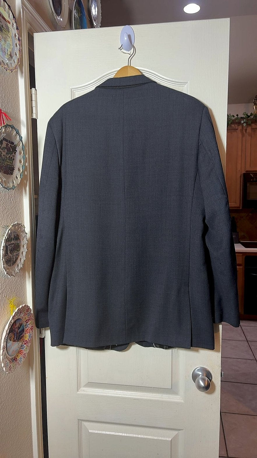 Linea Uomo Performance Suit Mens 44L 38W Charcoal Gray Birdseye Wool Blend Used