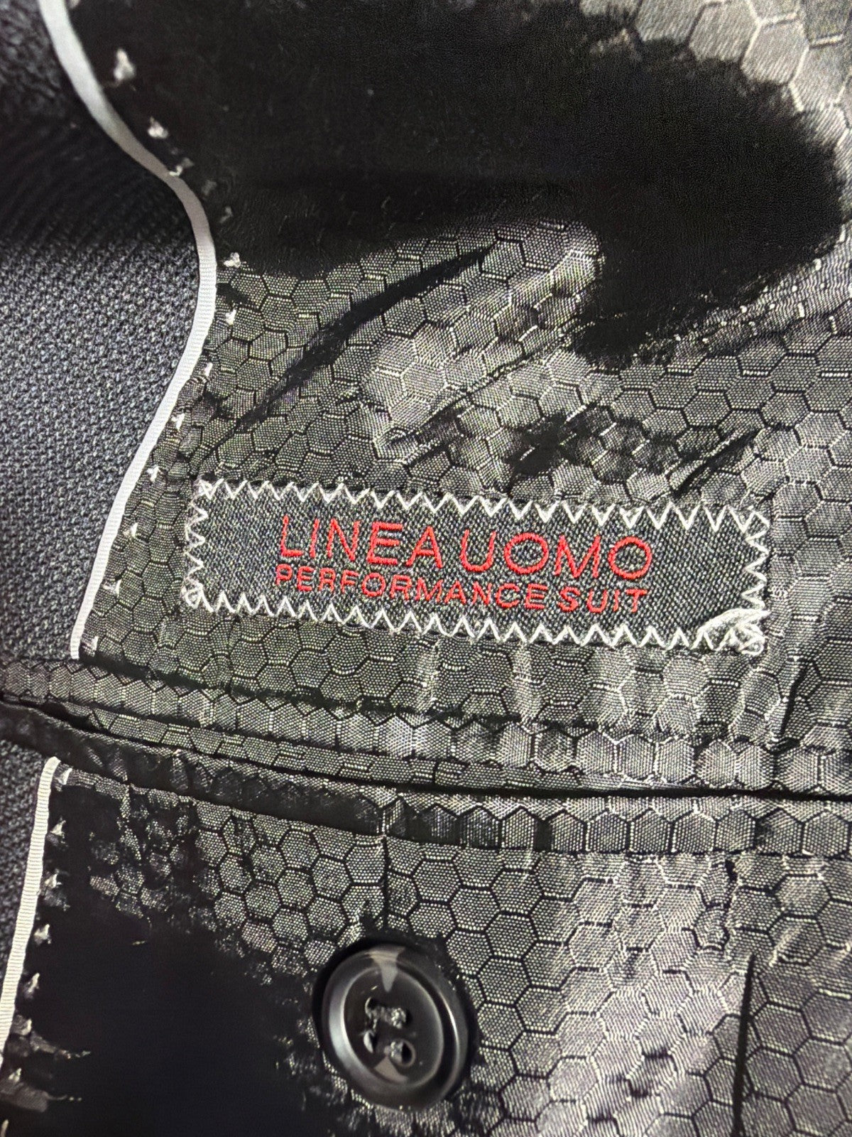 Linea Uomo Performance Suit Mens 44L 38W Charcoal Gray Birdseye Wool Blend Used