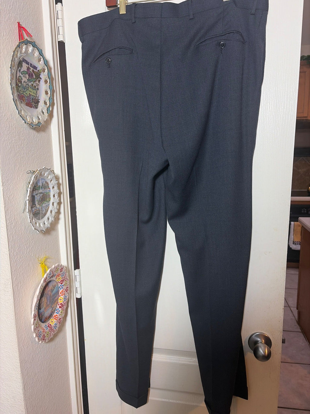 Linea Uomo Performance Suit Mens 44L 38W Charcoal Gray Birdseye Wool Blend Used
