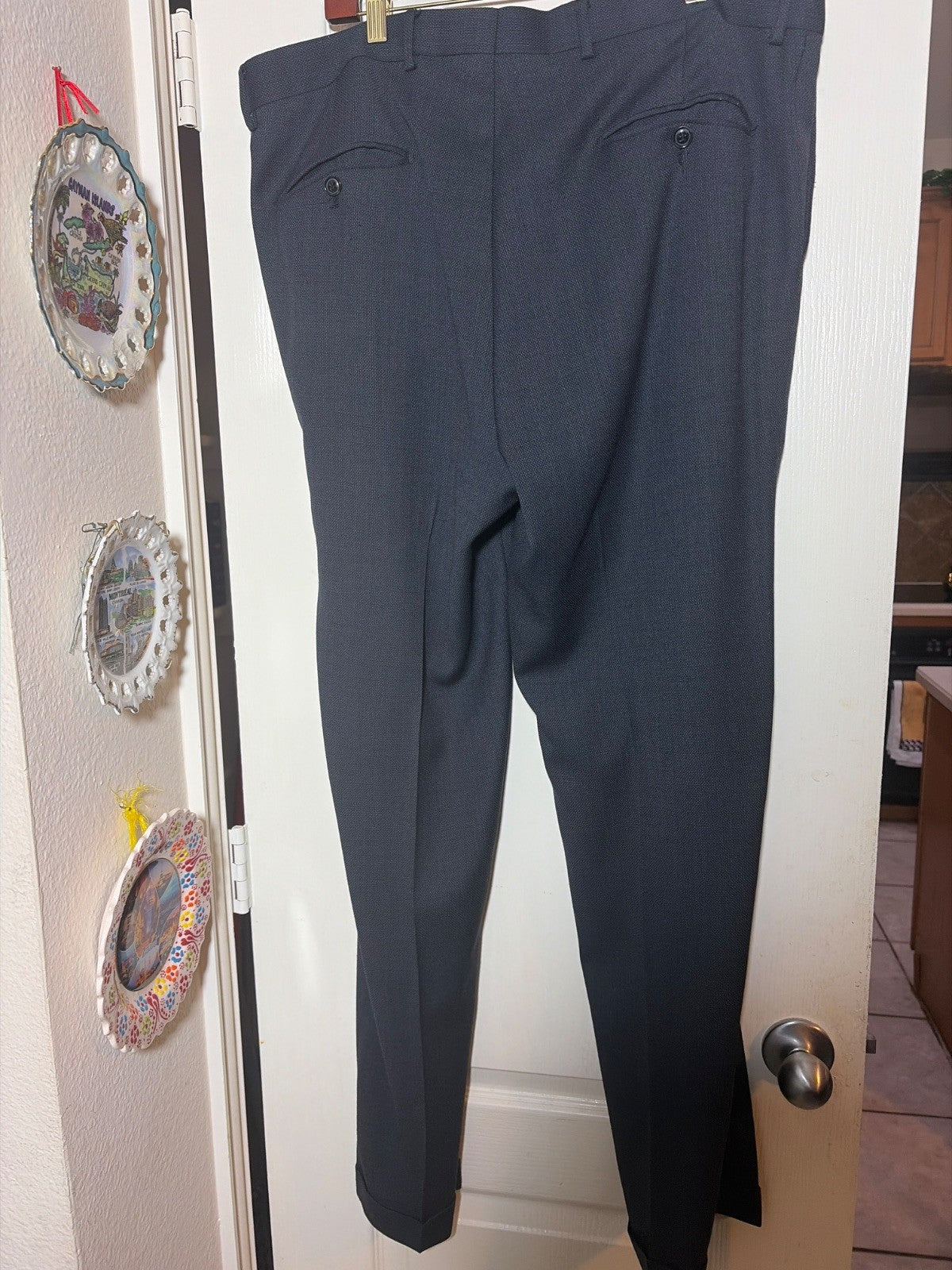 Linea Uomo Performance Suit Mens 44L 38W Charcoal Gray Birdseye Wool Blend Used