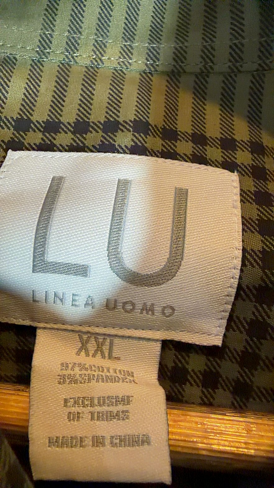 Linea Uomo Men's Olive Plaid Long-Sleeve Button-Up Shirt, Size XXL