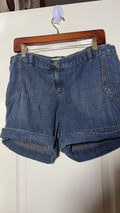 Liz Lange Maternity for Target Women's Denim Cuffed Shorts, Medium Wash, Flap Back Pockets, Size M