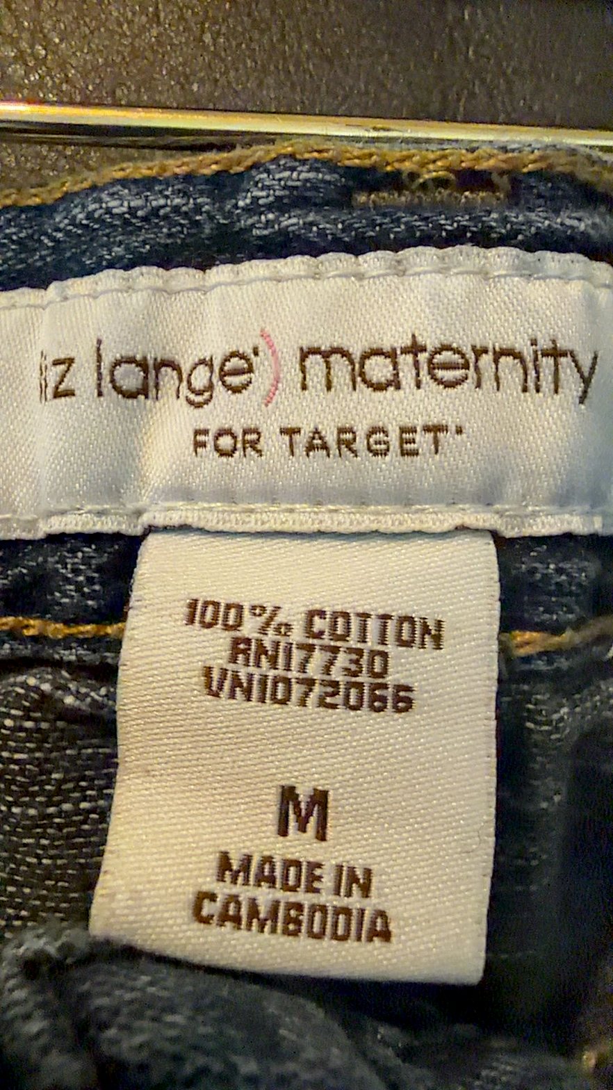 Liz Lange Maternity for Target Women's Denim Cuffed Shorts, Medium Wash, Flap Back Pockets, Size M