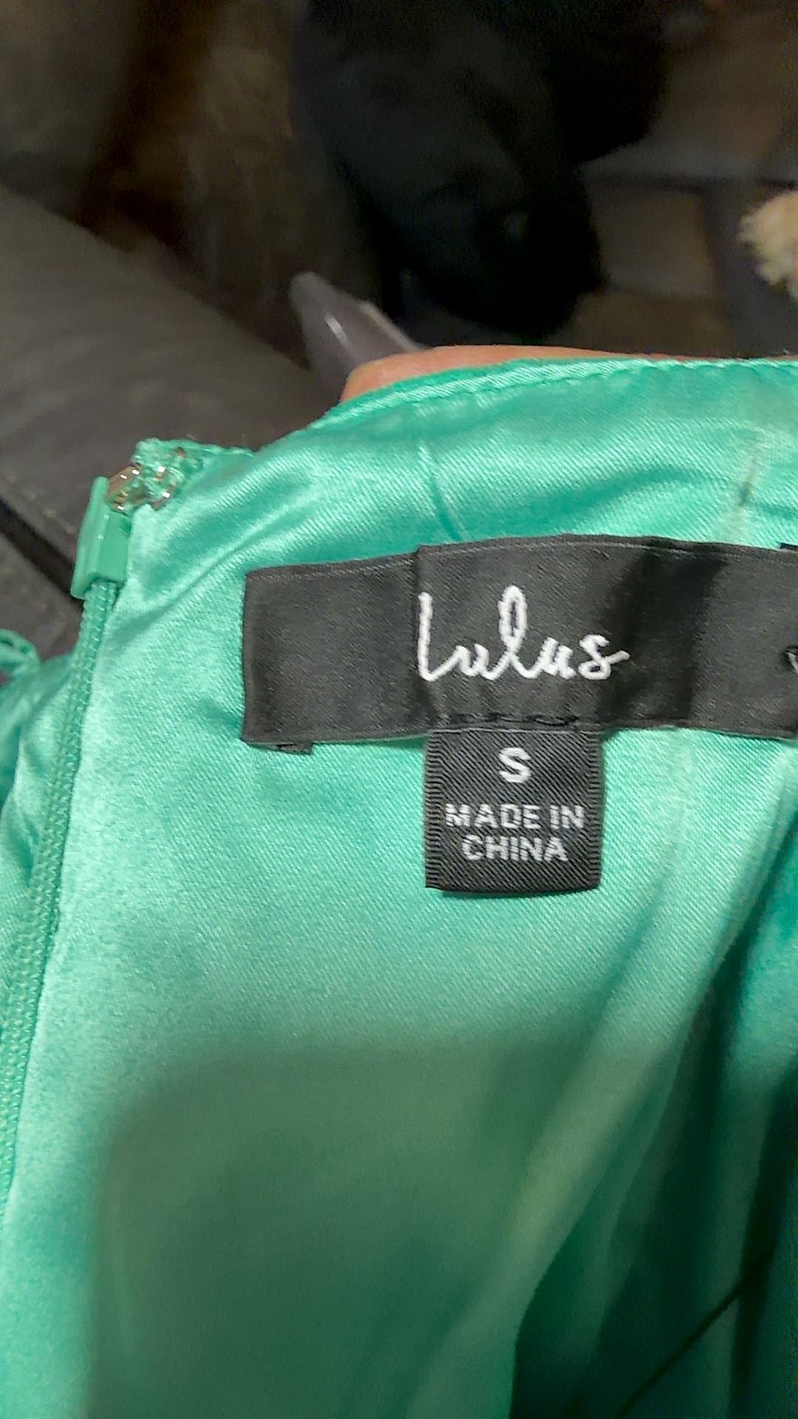 Lulus Green Tiered Tulle Bustier Maxi Dress, Satin Corset Bodice, Size S, New With Tags