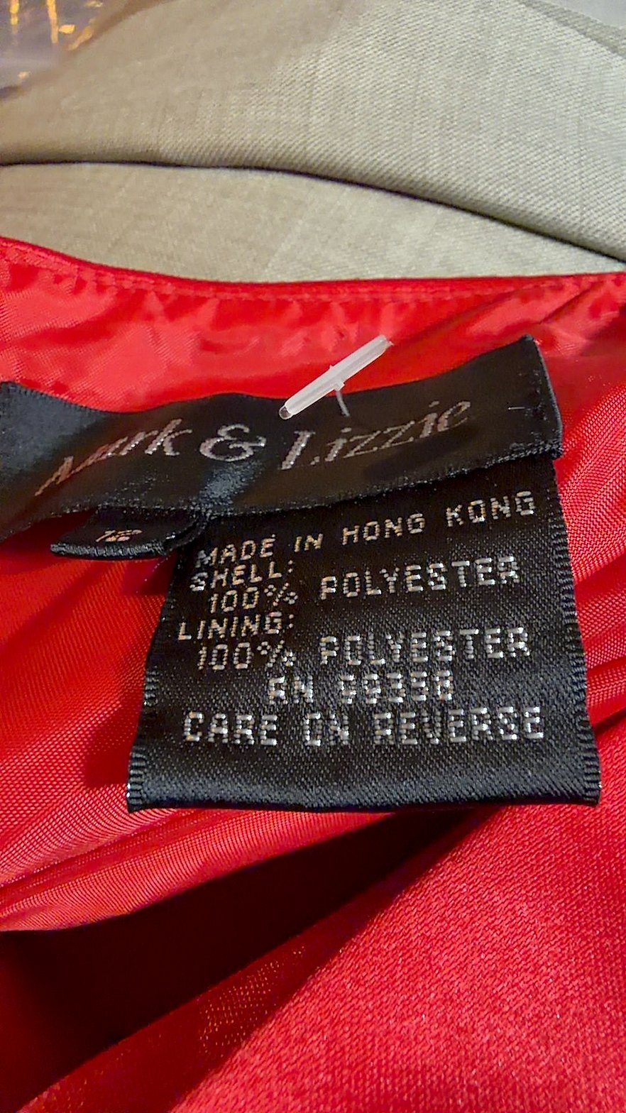 Mark & Lizzie Red Satin Cap-Sleeve Camisole Top with Spaghetti Straps