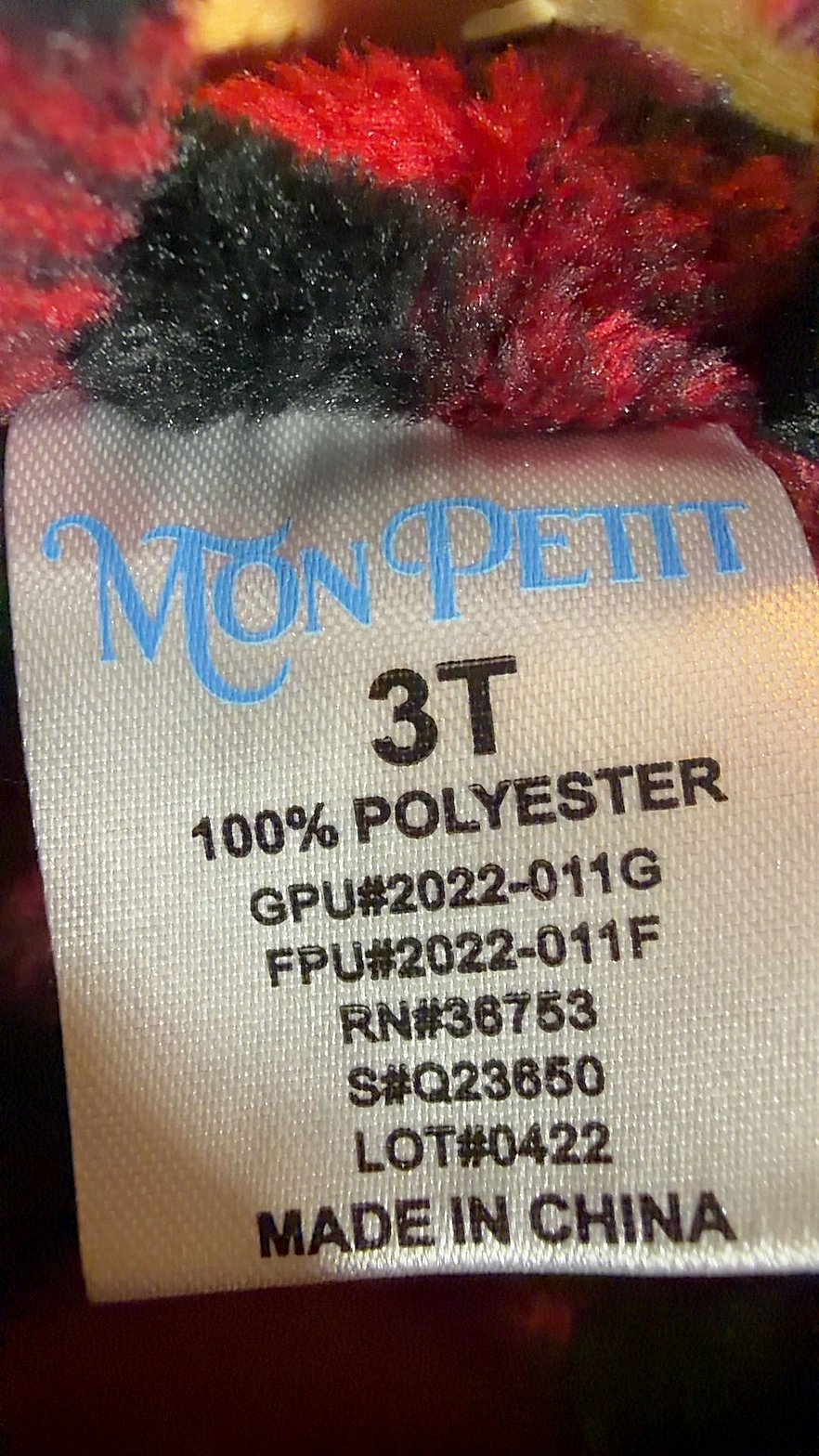Mon Petit Toddler Buffalo Plaid Plush Fleece Robe with Belt, Size 3T