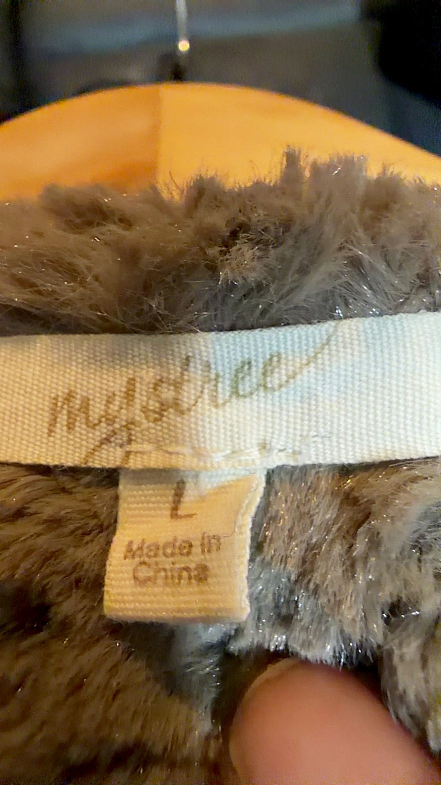 Mystree Faux Fur Sleeveless Hooded Vest, Taupe/Mushroom, Size L