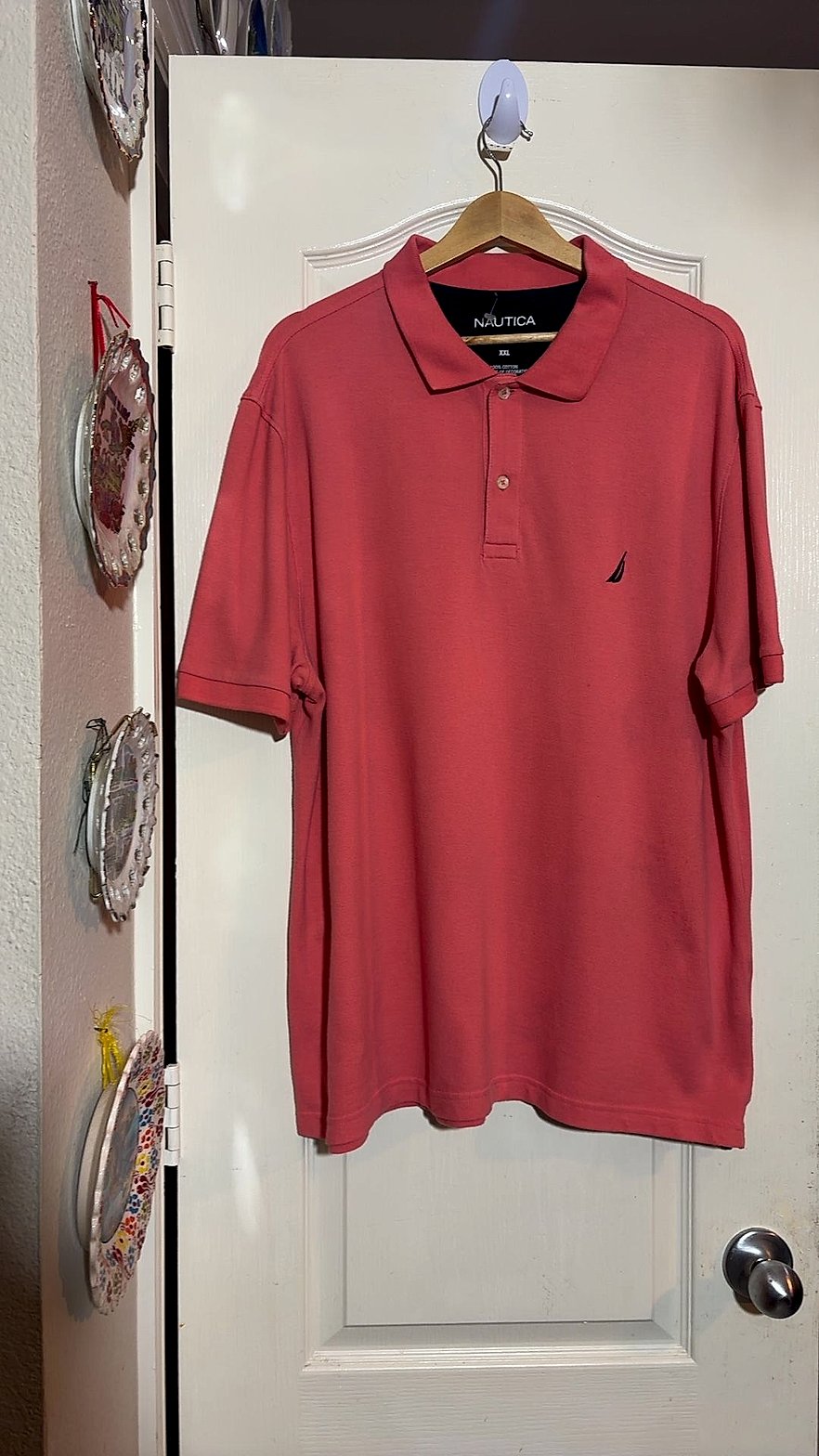 Nautica Men's Classic Fit Pique Polo Shirt, Coral/Salmon Red, Size XXL