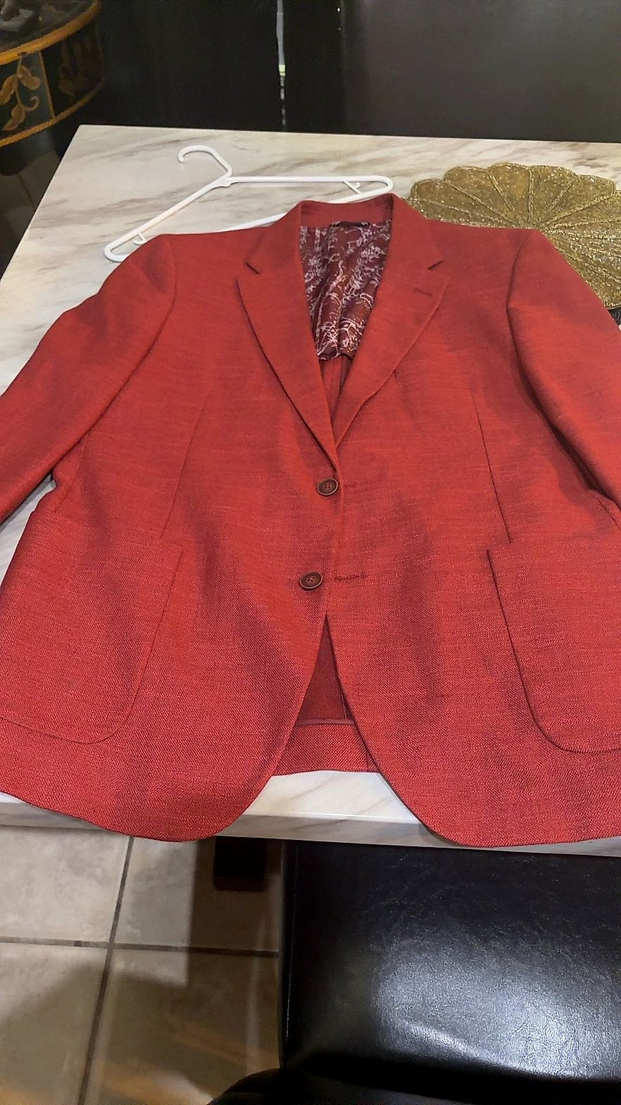 Nautica Men's Red Hopsack Two-Button Sport Coat Blazer Very Good