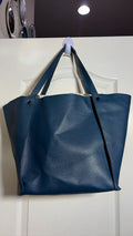 Neiman Marcus Blue Faux Leather Large Tote Bag
