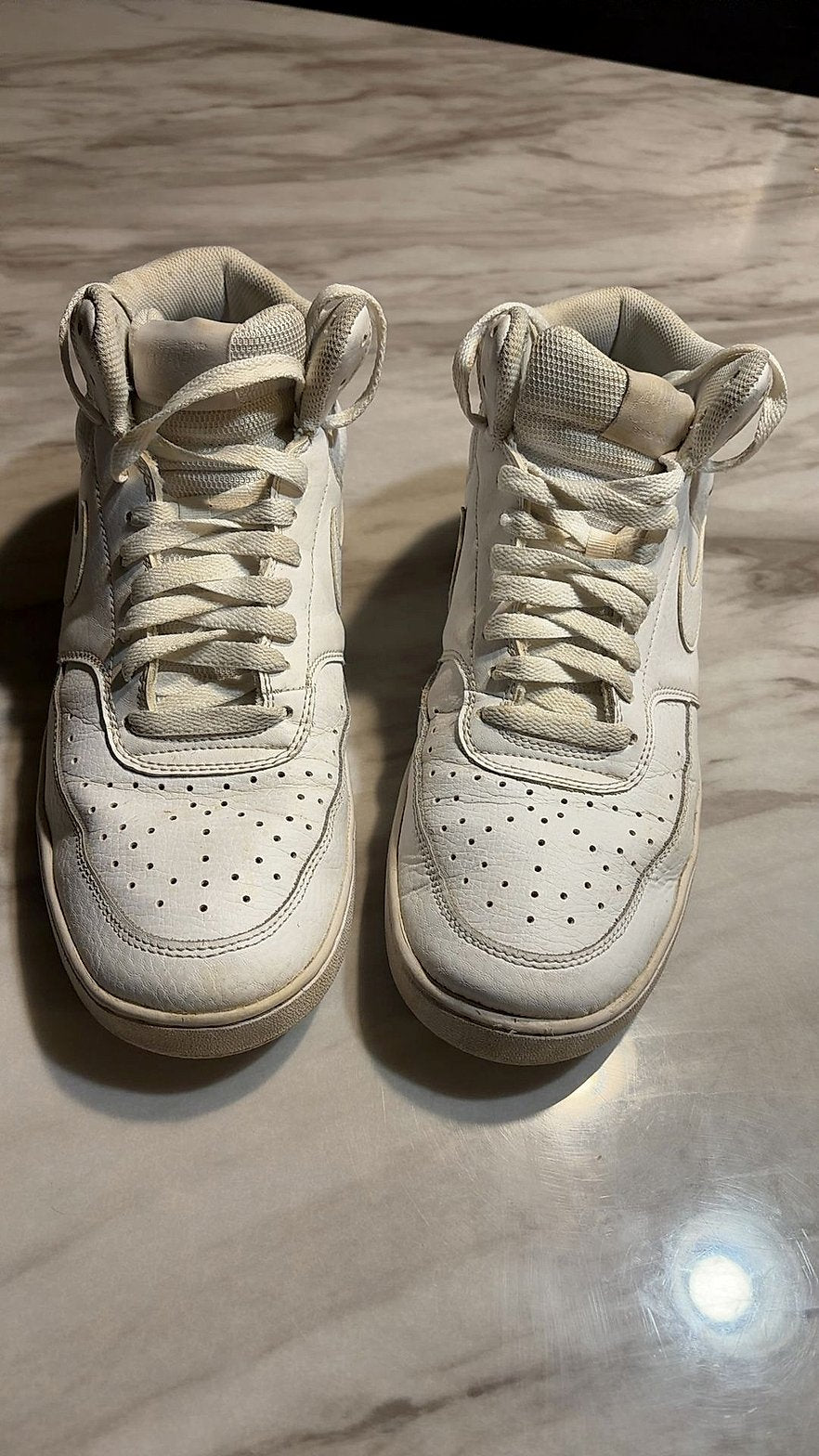 Nike Court Vision Mid White Leather Sneakers