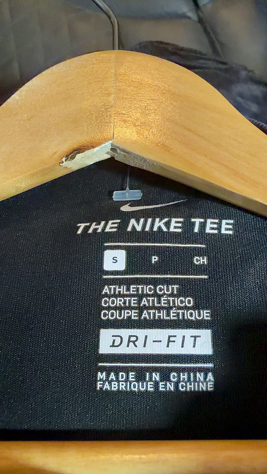 Nike Dri-FIT Athletic Cut T-Shirt, Black with Red OK Hand Graphic, Size S