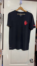 Nike Dri-FIT Athletic Cut T-Shirt, Black with Red OK Hand Graphic, Size S