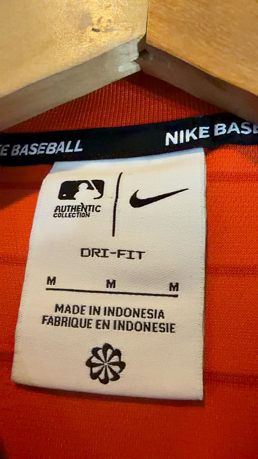 Nike Dri-FIT MLB Authentic Collection New York Mets Striped Polo Shirt, Orange, Men's Size M