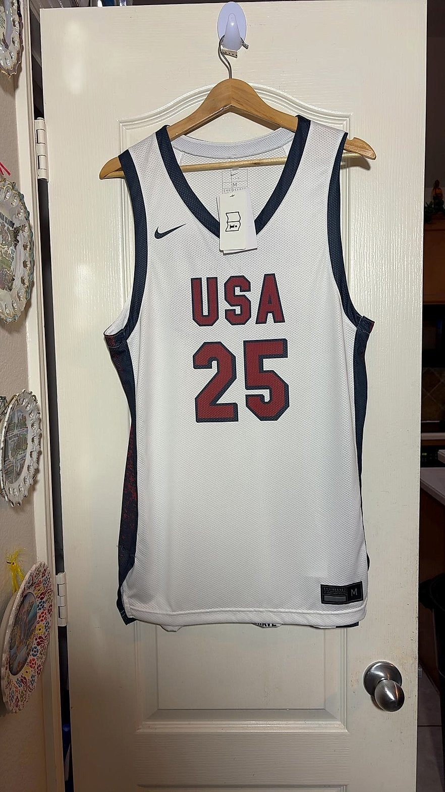 Nike Team USA Basketball Jersey #25, White Home, Men's Medium