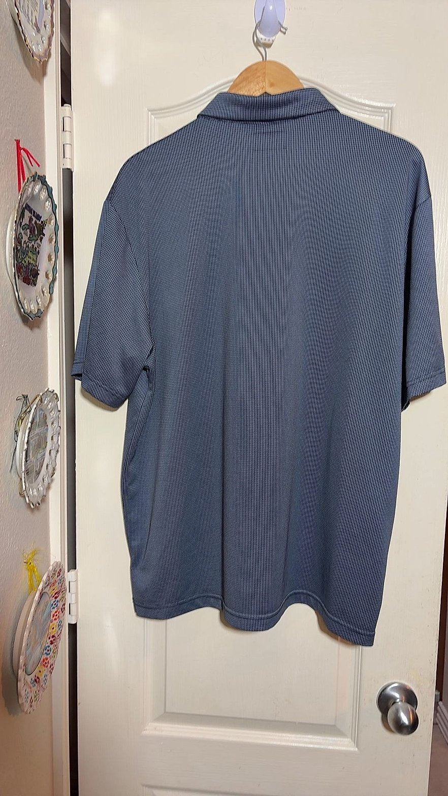 PGA Tour Men's Short-Sleeve Performance Golf Polo, Blue Micro-Check, Size XL