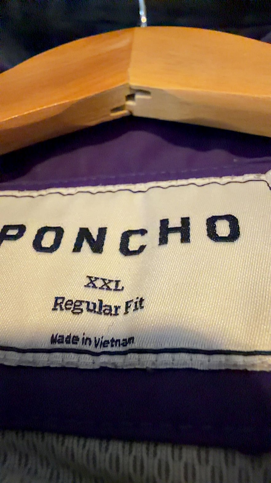 PONCHO Men's Purple Short Sleeve Pearl Snap Fishing Shirt, Size XXL Regular Fit