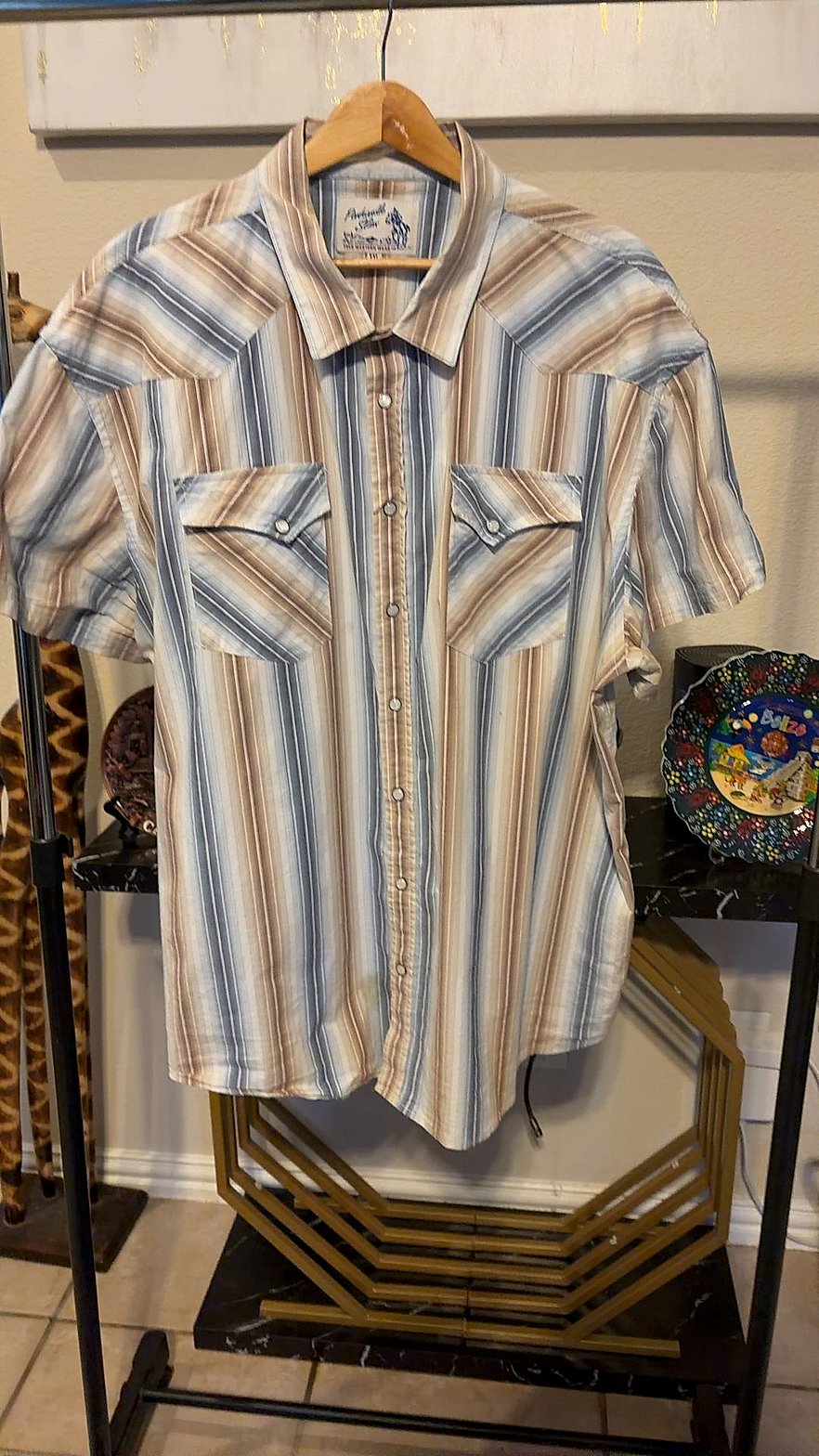 Panhandle Slim Men's Western Pearl Snap Short-Sleeve Shirt, Serape Stripe, Size XXL