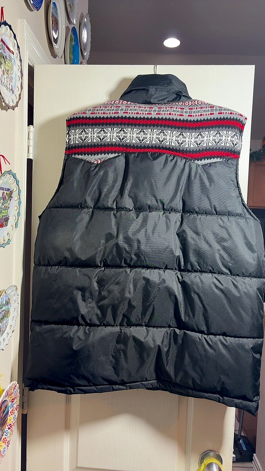 Parish Nation Essentials Men's Puffer Vest with Fair Isle Yoke, Size 2XL
