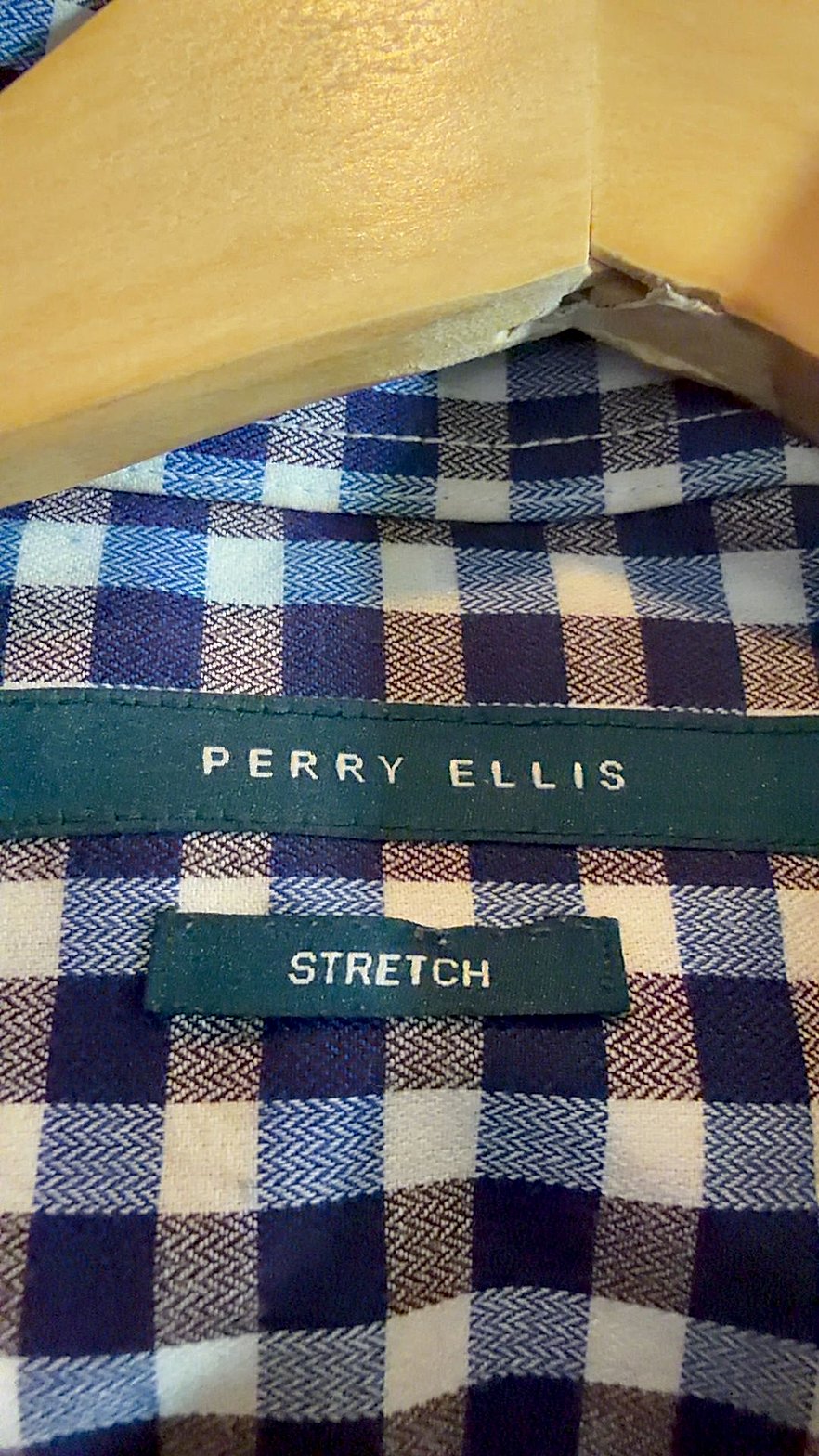 Perry Ellis Stretch Men's Short-Sleeve Gingham Check Button-Up Shirt