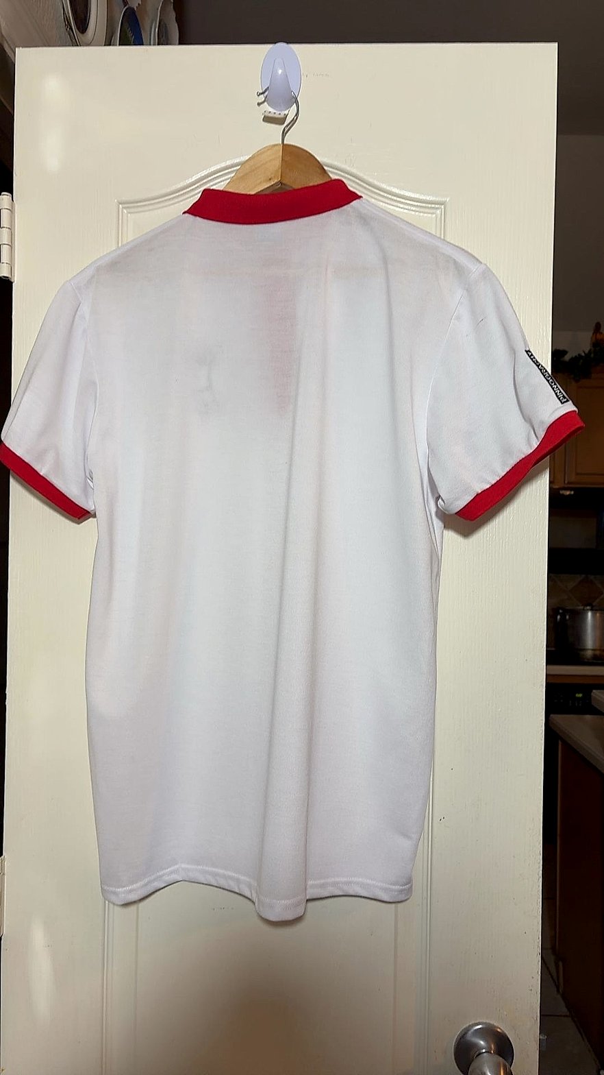 Pinnography Men's Size XL White & Red Ringer Golf Polo Shirt Embroidered Bear