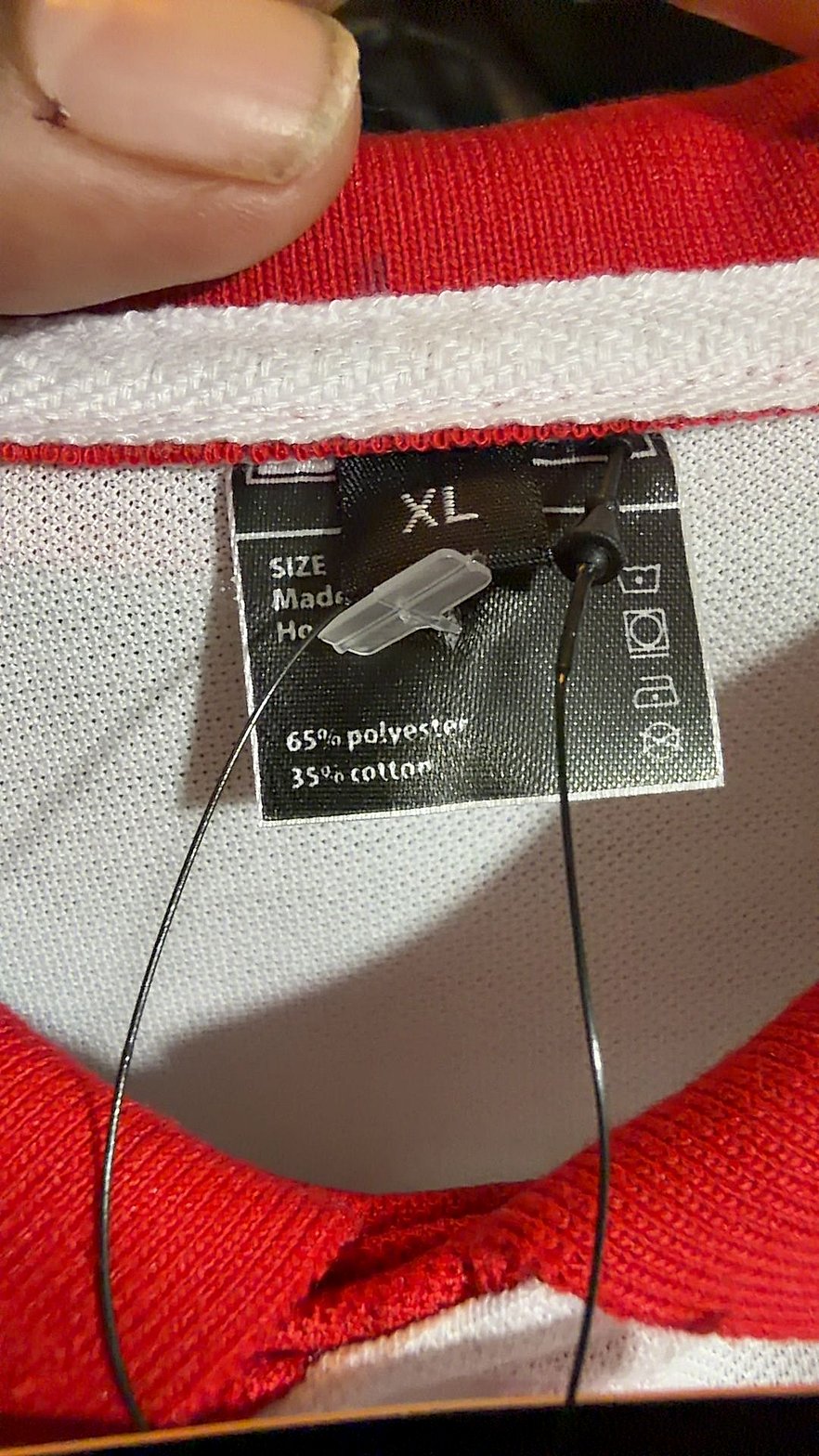 Pinnography Men's Size XL White & Red Ringer Golf Polo Shirt Embroidered Bear