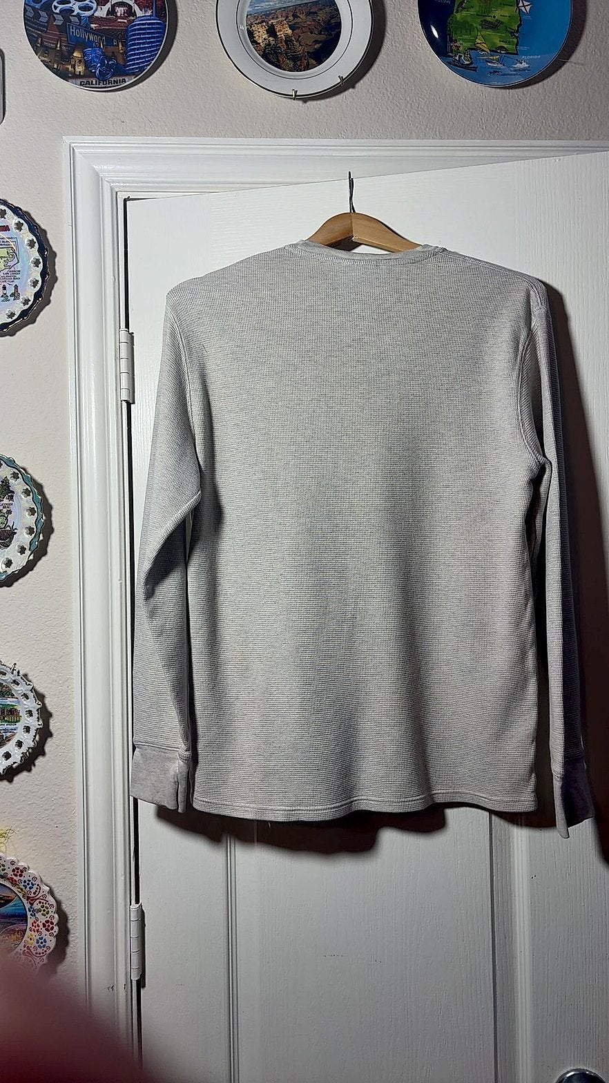 Polo Ralph Lauren Men's Waffle-Knit Thermal Long Sleeve Crewneck Sleepwear Shirt, Gray, Size M