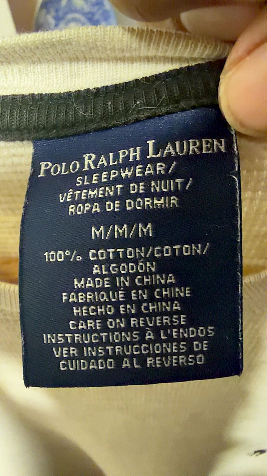 Polo Ralph Lauren Men's Waffle-Knit Thermal Long Sleeve Crewneck Sleepwear Shirt, Gray, Size M